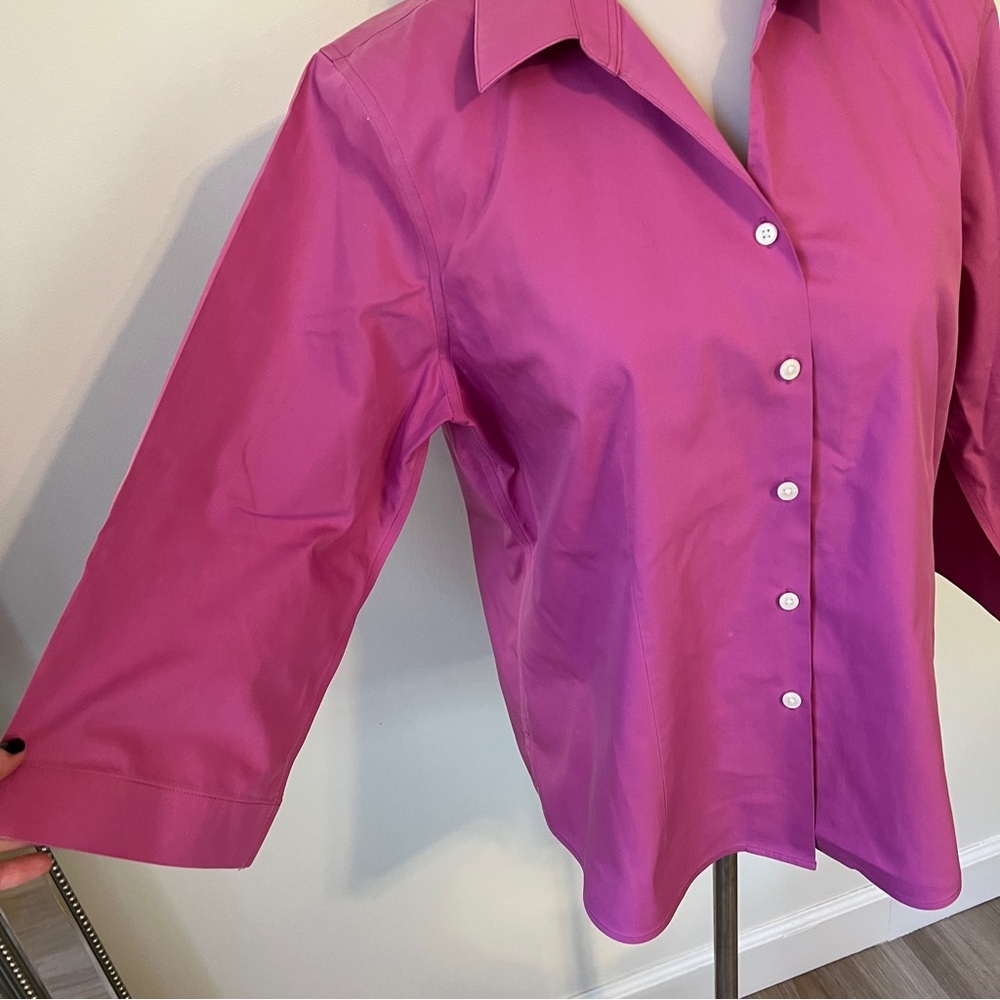 Orvis Fuchsia Button-Down Shirt women’s size 14 cotton - Picture 3 of 7